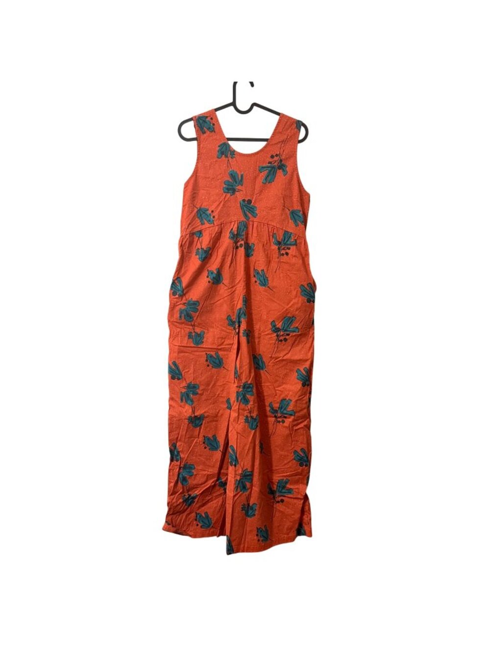 Anthro Bel Kazan Womens XSmall Orange Blue Floral Sleeveless Wide Leg Jumpsuit